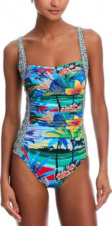 Johnny Was Twist Front Ruched One Piece Swimsuit In Paradise