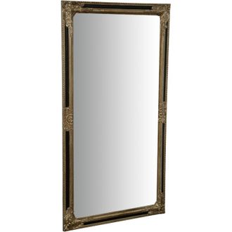 Biscottini International Specchio Specchiera Impero da parete e appendere verticale/orizzontale L72xPR4xH132 cm finitura argento e nero anticato