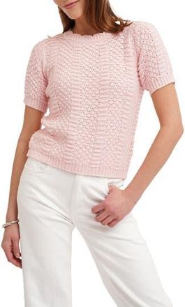 Cyrus Short Sleeve Textured Crewneck Sweater in Baby Strawberry at Nordstrom Rack, Size X-Small