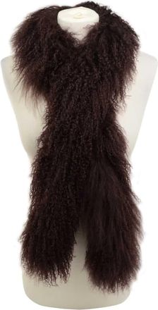 Generic BROWN LADIES WOMAN GENUINE MONGOLIAN SHEEPSKIN LAMB WOOL FUR CURLY SCARF BOA