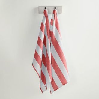 Solino Home Linen Kitchen Towels - Cabana Stripe in Red And White at Nordstrom, Size Medium