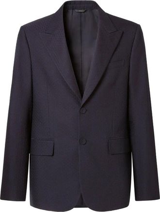 Fendi Single-breasted jasje - Heren - Business blazers - Blauw - M - Katoen - Kostuums