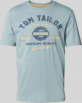 Tom Tailor Regular Fit T-Shirt aus reiner Baumwolle mit Label-Print in Hellgruen, Gr&ouml;&szlig;e XXXL