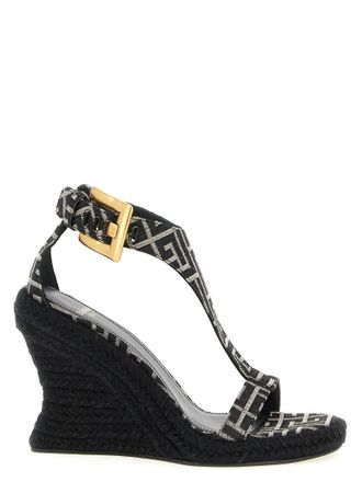 Balmain Black Polyester Wedge Womens Sandals