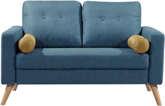 VENTE-UNIQUE.COM Sofá fijo poliéster 2 plazas azul 130x81cm