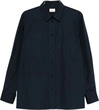 Saint Laurent Overhemden, Heren, Blauw, L, Donkerblauwe Kraagshirt