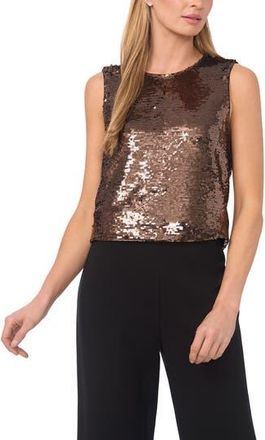 Halogen Sequin Shell Top in Bronze at Nordstrom Rack, Size Xx-Small