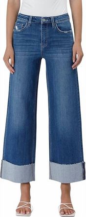 Flying Monkey High Rise Cuffed Wide Leg Jean In Blue
