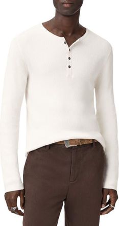 John Varvatos Javis Organic Cotton & Cashmere Rib Henley in Salt at Nordstrom, Size X-Large