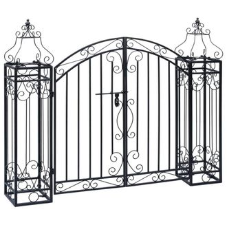 Berkfield Home Ornamental Garden Gate Wrought Iron 122x20.5x100 cm in Black