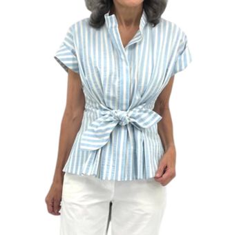 Finley Rocky Stripe Top In Natural/blue