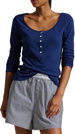 Polo Ralph Lauren Long & Lean Cotton Jersey Lounge Henley in Navy at Nordstrom, Size Xx-Large