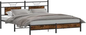 vidaXL Bed Frame without Mattress Smoked Oak 160x200 cm Engineered Wood vidaXL