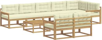 vidaXL Conjunto De Sof&aacute;s De Exterior 9 Uds. Blanco Y Crema Poli&eacute;ster Vidaxl