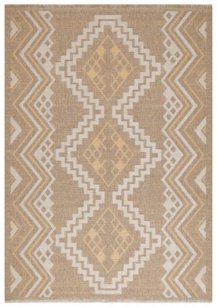 Nazar Rugs Alfombra interior/exterior aspecto yute &eacute;tnico amarillo - 120x170