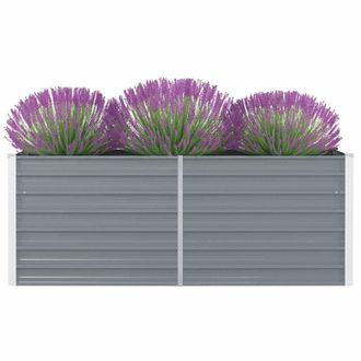 vidaXL Raised Garden Bed 63x31.5x17.7 Galvanized Steel Gray 7011