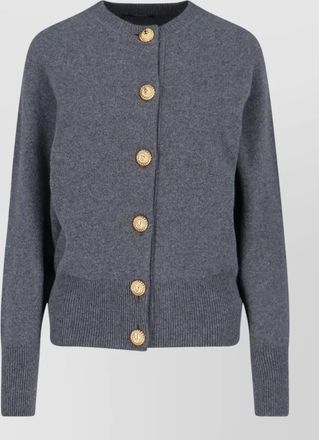 Balmain knit sweater crewneck gold tone buttons