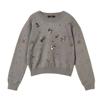 Twinset Truien & Vesten, Dames, Grijs, L, Wol, Actitude Geborduurd Breiwerk