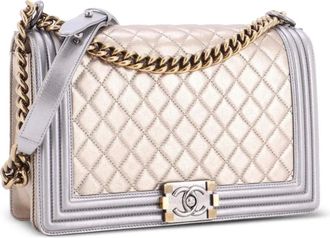 Chanel Bicolor Boy Flap Bag Quilted Metallic Calfskin New Medium shoulder bag - Groen