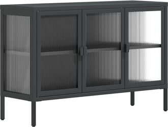 vidaXL Aparador De Vidrio Y Acero Negro 105x35x70 Cm Vidaxl