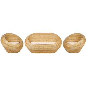 Beliani Set di divani in vimini per esterni e interni in rattan naturale Poltrone a 2 posti con cuscini beige Maiori