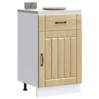 Berkfield Home Kitchen Base Cabinet Lucca Sonoma Oak Engineered Wood in Light Tan