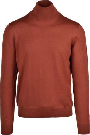Gran Sasso Crew Neck Sweater in Rich Rust Virgin Wool