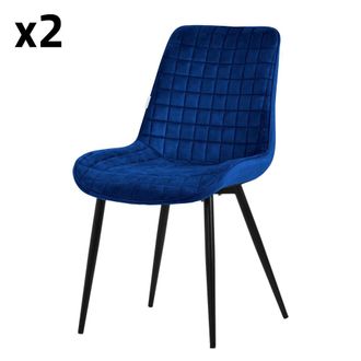 ML Design Sillas de comedor, set de 2, azul oscuro, terciopelo