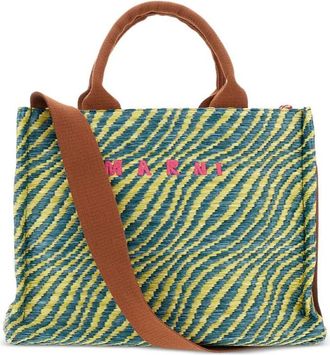 Marni Wavy Raffia-Effect Small Tote Bags