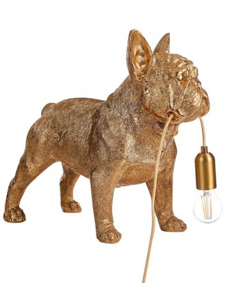 Beliani L&aacute;mpara de mesa perro dorado