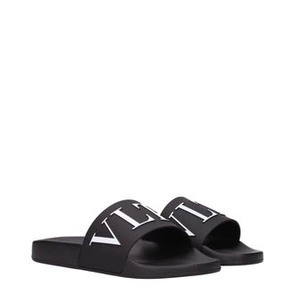 Valentino Garavani Logo-Embossed Rubber Slippers - Black