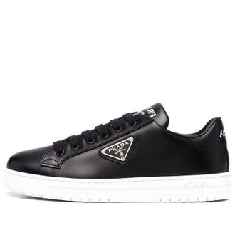 Prada (WMNS) PRADA Downtown Brushed Leather Sneakers Black White 1E904M_B4L_F0967_F_030