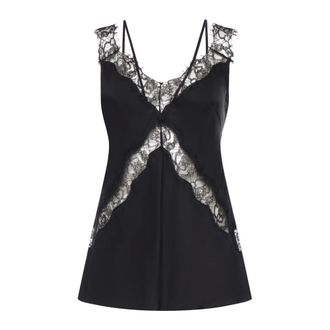 Pinko Sleeveless Tops, female, Black, Size: 2XS Twill Top