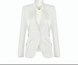 Elisabetta Franchi Lightweight Crepe Satin Lapel Blazer