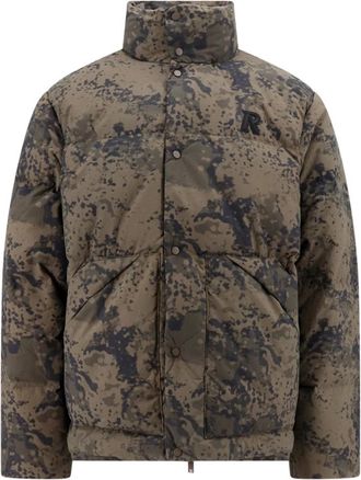 Represent Groene camouflage drukknoopjas - Heren - Winterjassen - Groen - L - Jassen