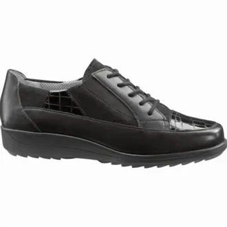 Ara Womens Mae Leather Sneaker In Crow Patent/snake Suede