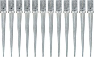 vidaXL Vidaxl - Picas De Tierra 12 Uds Acero Galvanizado Plateado 8x8x76 Cm