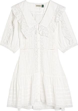 Rixo Abito corto con ricamo in pizzo - Bianco