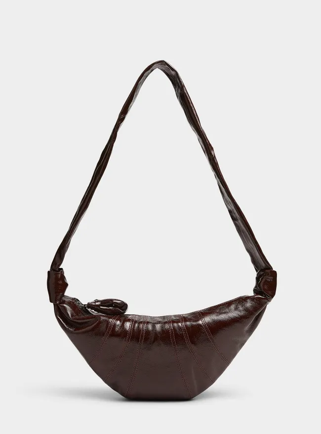 Womens Croissant coated fabric small bag