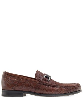 Ferragamo Mocassini con motivo Gancini goffrato - Marrone