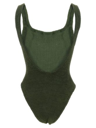 Hunza G Crinkle-Textured Square Neck Swimsuit - Khaki
