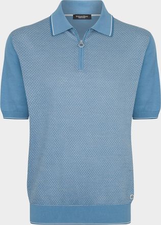 Stefano Ricci Mens Short-Sleeve Quarter-Zip Polo Sweater