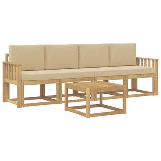 vidaXL Conjunto De Sof&aacute;s De Exterior Con Coj&iacute;n 5 Pcs Y Beige Vidaxl