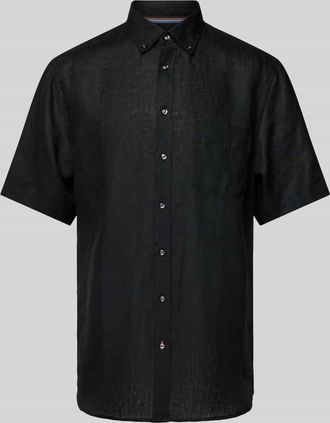 Christian Berg Regular Fit Freizeithemd aus reinem Leinen in Black, Größe S