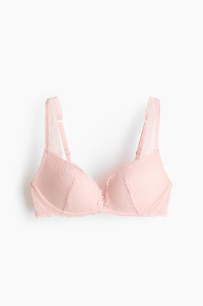 H&M B&uuml;gelloser Push-up-BH mit Spitze - Hellrosa