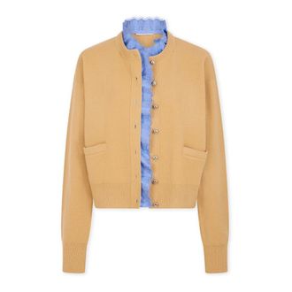 Paco Rabanne Cardigan met satijnen details - Dames - Truien - Beige - Maat: M Satijn