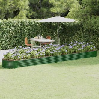 Berkfield Home Garden Raised Bed Powder-coated Steel 544x100x36 cm Green | Size: 544 x 100 x 36 cm