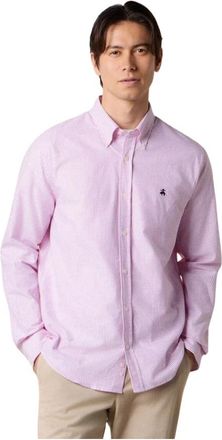 Brooks Brothers Slim Fit Oxford Overhemd met Button Down Kraag - Heren - Casual Overhemden - Roze - S - Katoen - Overhemden
