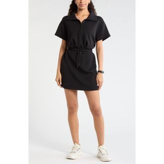 Zella Ultra Soft Knit Quarter Zip Dress in Black at Nordstrom, Size Xx-Large