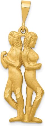 Diamond2Deal 14k Yellow Gold Satin Diamond-cut Gemini Zodiac Charm